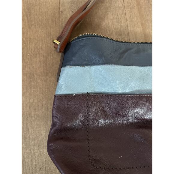 Fossil Crossbody Bag Multicolor Striped Leather Top-Zip 10x8x1.5 - Picture 6 of 8